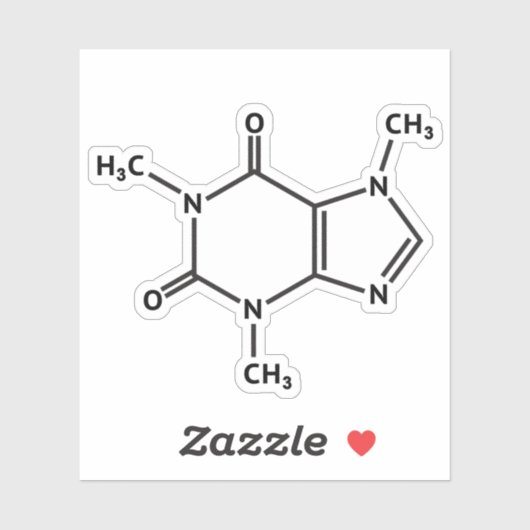 Molekülstruktur des Koffeinmoleküls Aufkleber (Blatt)