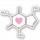 Molekülstruktur des Koffeinmoleküls mit Herz Aufkleber (Vorderseite)