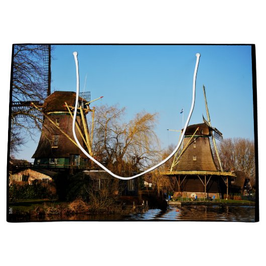 Molens in Nederlands landschap. Große Geschenktüte (Vorderseite)
