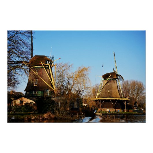 Molens in Nederlands landschap. Poster (Vorderseite)