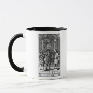 Moliere als Harpagon, Frontispizillustration Tasse