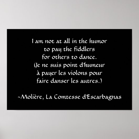 Molière - Bezahlung des Fiddler Poster (Vorne)