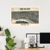 Moline, IL Panorama Karte - 1889 Poster (Heimbüro)