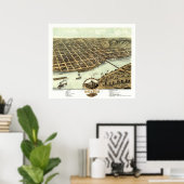 Moline, IL - Panoramakarte - 1869 Poster (Heimbüro)