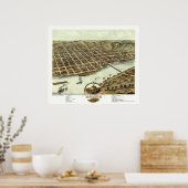 Moline, IL - Panoramakarte - 1869 Poster (Küche)