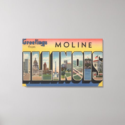 Moline, Illinois - Große Buchstabenszenen Leinwanddruck (Vorderseite)