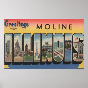 Moline, Illinois - Große Buchstabenszenen Poster