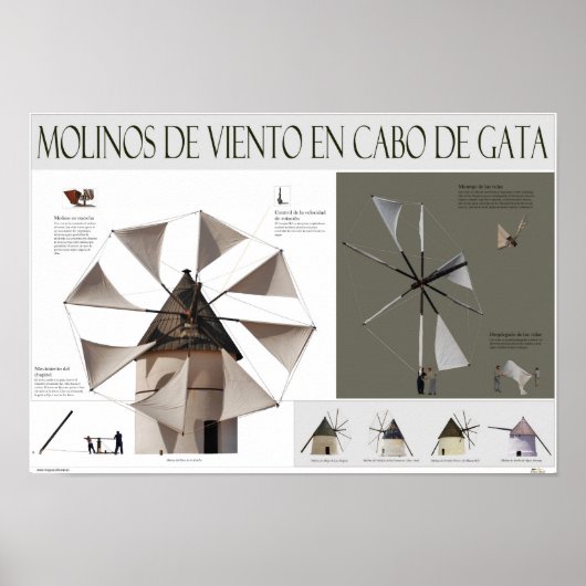 Molinos de viento en el Cabo de Gata (Almería) Poster (Vorne)