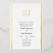 Molkenkorrektur Einfache White Monogram Hochzeit Folieneinladung (Vorderseite)