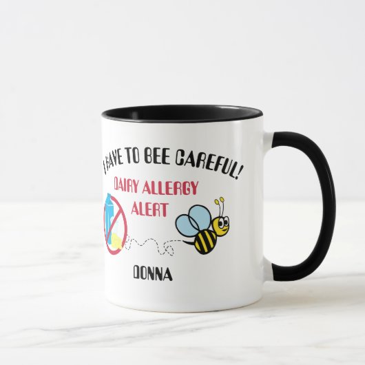 Molkereiallergie-Alarm-Hummel-Bienen-Tasse Tasse (Rechts)