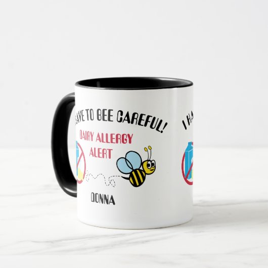Molkereiallergie-Alarm-Hummel-Bienen-Tasse Tasse (Vorderseite Links)
