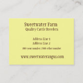 Mollige Visitenkarte Stiers oder der Rinderfarm (Rückseite)