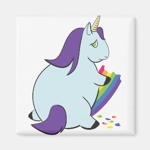 Molliges Einhorn, das Regenbogen isst Magnet