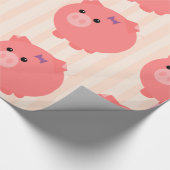 Molliges Schwein mit Rosa Stripes Geschenkpapier (Ecke)