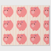 Molliges Schwein mit Rosa Stripes Geschenkpapier (Flach)