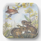 Molly Brett Niedlich Bunnies Wren Forsythia Pappteller (Vorderseite)