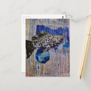 Molly Fish Mixed-Media-Collage Postkarte