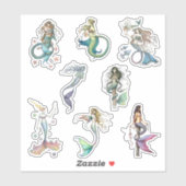 Molly Harrison Mermaid Art Stickers Aufkleber (Blatt)