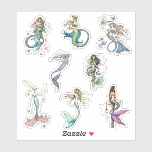 Molly Harrison Mermaid Art Stickers Aufkleber (Blatt)