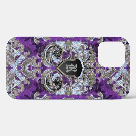 Molly Kourte Damask HÜBSCH Monogram Case-Mate iPhone Hülle (Rückseite (Horizontal))