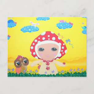 Molly Mushroom Baby in Polka Dottie Whimsy Land Postkarte