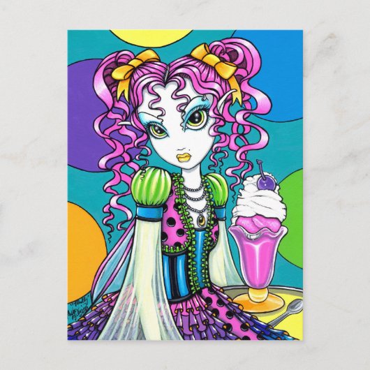 "Molly" Niedliche Regenbogen Soda Shop Fairy Postc Postkarte (Vorderseite)