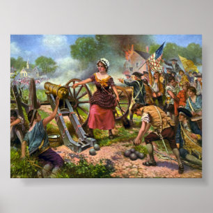 Molly Pitcher feuert Kanone bei der Schlacht von M Poster