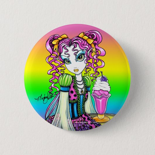 "Molly" Sorbett-Eiscreme-Regenbogen-Fee-Knopf Button (Vorderseite)