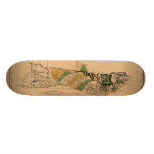 Molokai, 1897, Vintage Hawaii-Karte Skateboard