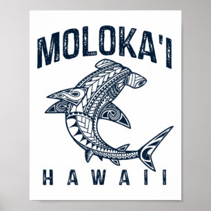 Molokai Hawaii Dreifaltigkeit Hai Polynesischer Ha Poster