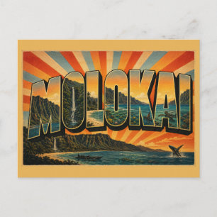 Molokai Hawaii Meeresklippen Regenwald Riff Kunst Postkarte