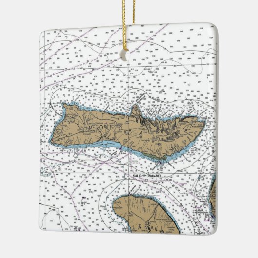 Molokai Hawaii Nautical Chart Keramikornament (Links)