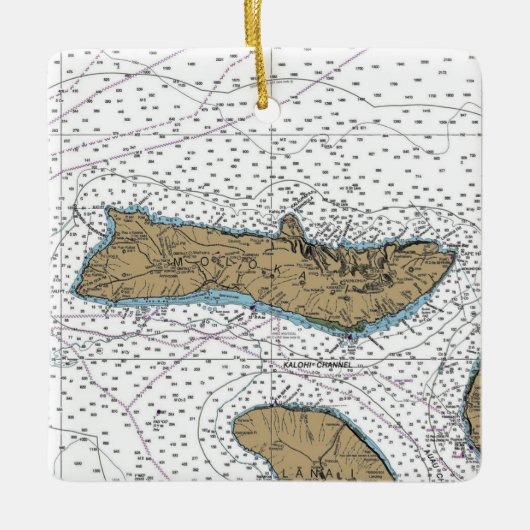 Molokai Hawaii Nautical Chart Keramikornament (Vorderseite)