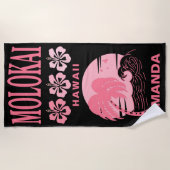 Molokai Hawaii Pink Beach Bachelorette Custom Strandtuch (Vorderseite)