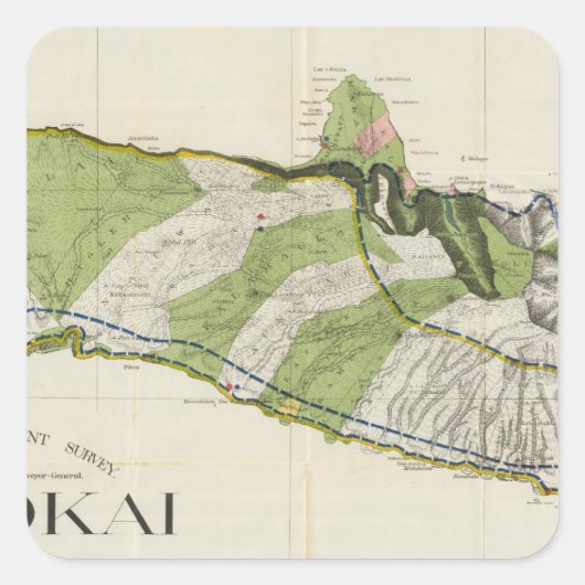 Molokai, Hawaii Quadratischer Aufkleber (Vorderseite)