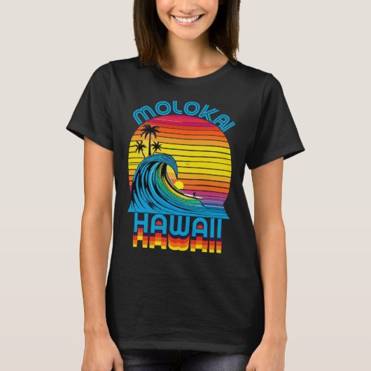 Molokai Hawaii Retro Throwback Surf & Beach Souven T-Shirt (Vorderseite)