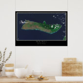 Molokai Island Hawaii Satellite Poster Karte (Küche)