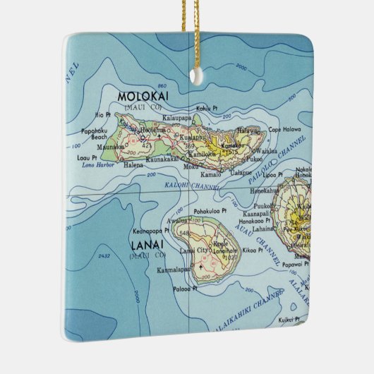 Molokai Vintag Map Keramikornament (Rechts)