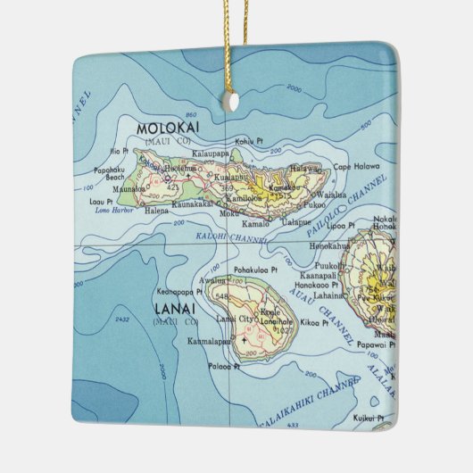 Molokai Vintag Map Keramikornament (Links)