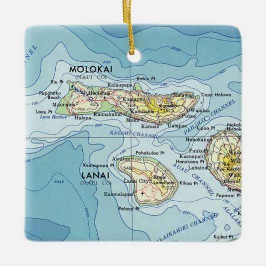 Molokai Vintag Map Keramikornament (Vorderseite)