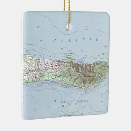 Molokai Vintag Map Keramikornament (Rechts)