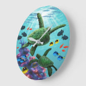 Molokini Bucht-hawaiische Meeresschildkröten Große Wanduhr (Winkel)