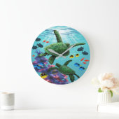 Molokini Bucht-hawaiische Meeresschildkröten Große Wanduhr (Zuhause)