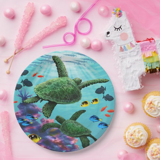 Molokini Bucht-hawaiische Meeresschildkröten Pappteller (Party)