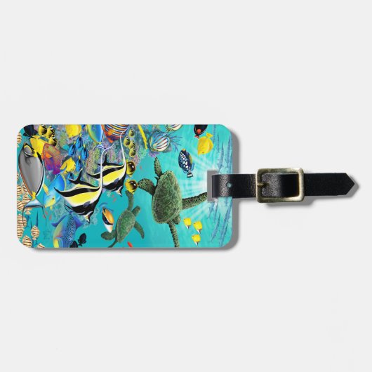 Molokini Bucht-hawaiische tropische Gepäckanhänger (Vorderseite horizontal)