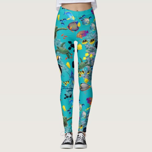 Molokini Bucht-hawaiische tropische Leggings (Vorderseite)