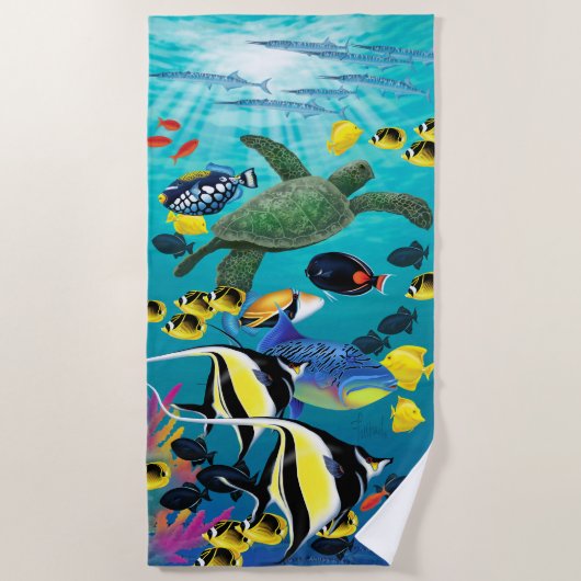 Molokini Bucht-hawaiische tropische Strandtuch (Vorderseite)