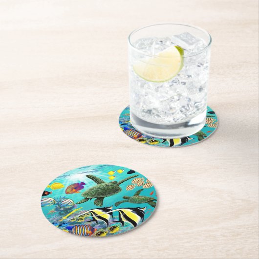 Molokini Cove Hawaii Tropischer Fisch-Meeresschild Runder Pappuntersetzer (Vor Ort)