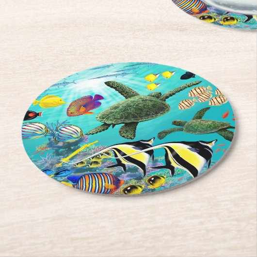 Molokini Cove Hawaii Tropischer Fisch-Meeresschild Runder Pappuntersetzer (Angewinkelt)