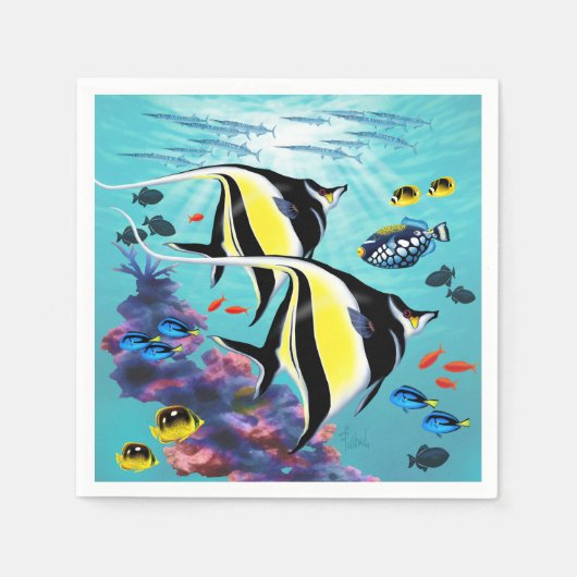 Molokini Cove Hawaiian Angel Fish Tropical Serviette (Vorderseite)